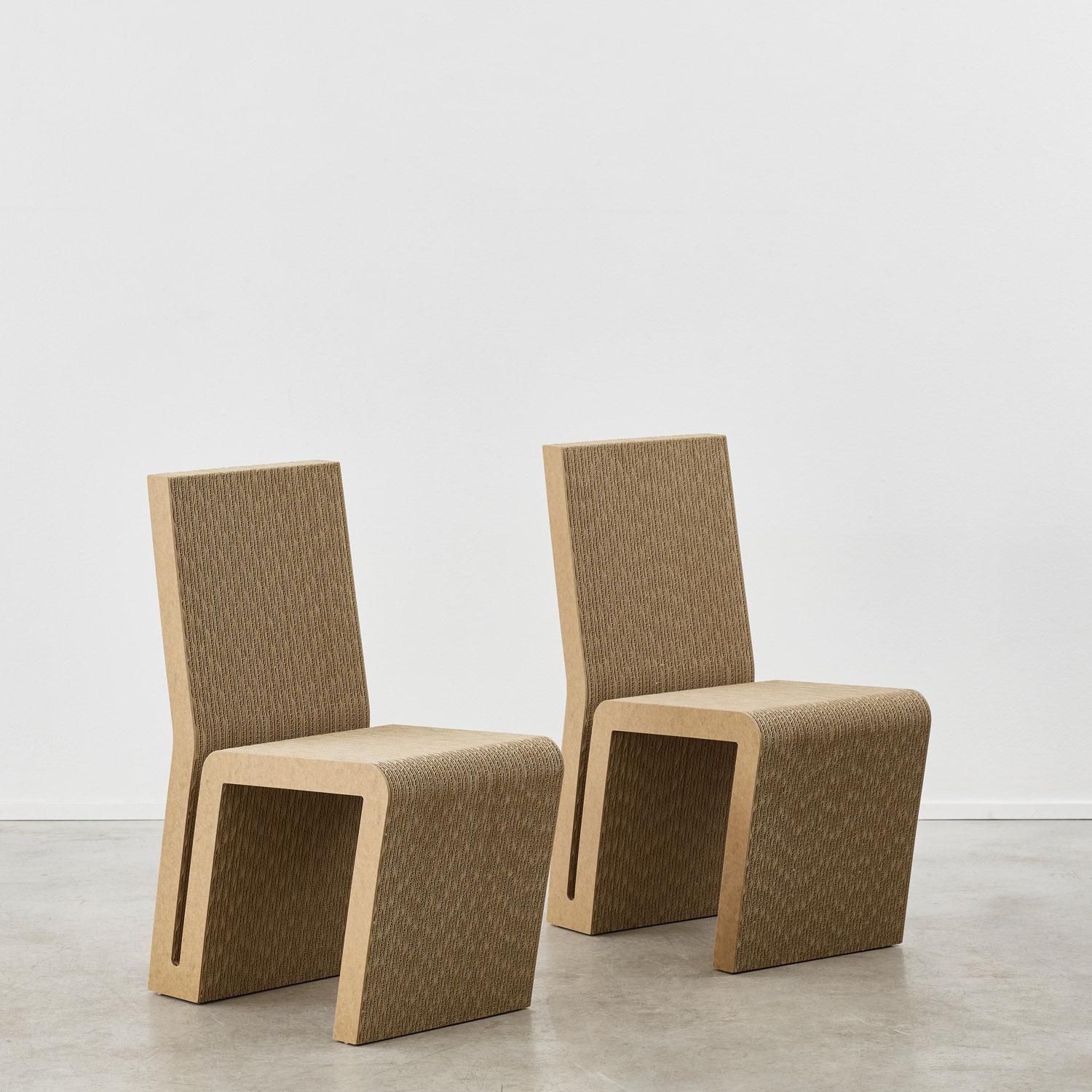 Swiss Set of four Frank Gehry Side Chairs in corrugated cardboard Vitra - USA 1972 For Sale