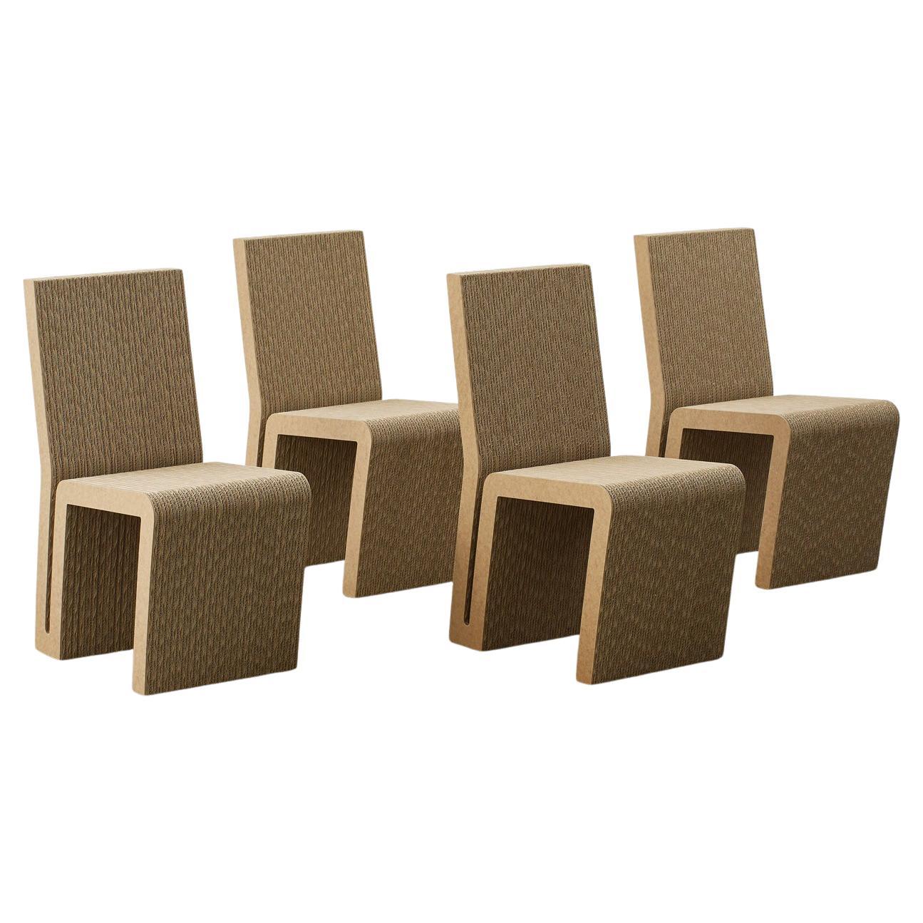 Set of four Frank Gehry Side Chairs in corrugated cardboard Vitra - USA 1972