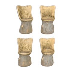 Set of Four French 1930s Faux Bois Garden Chairs with Rustic Character
