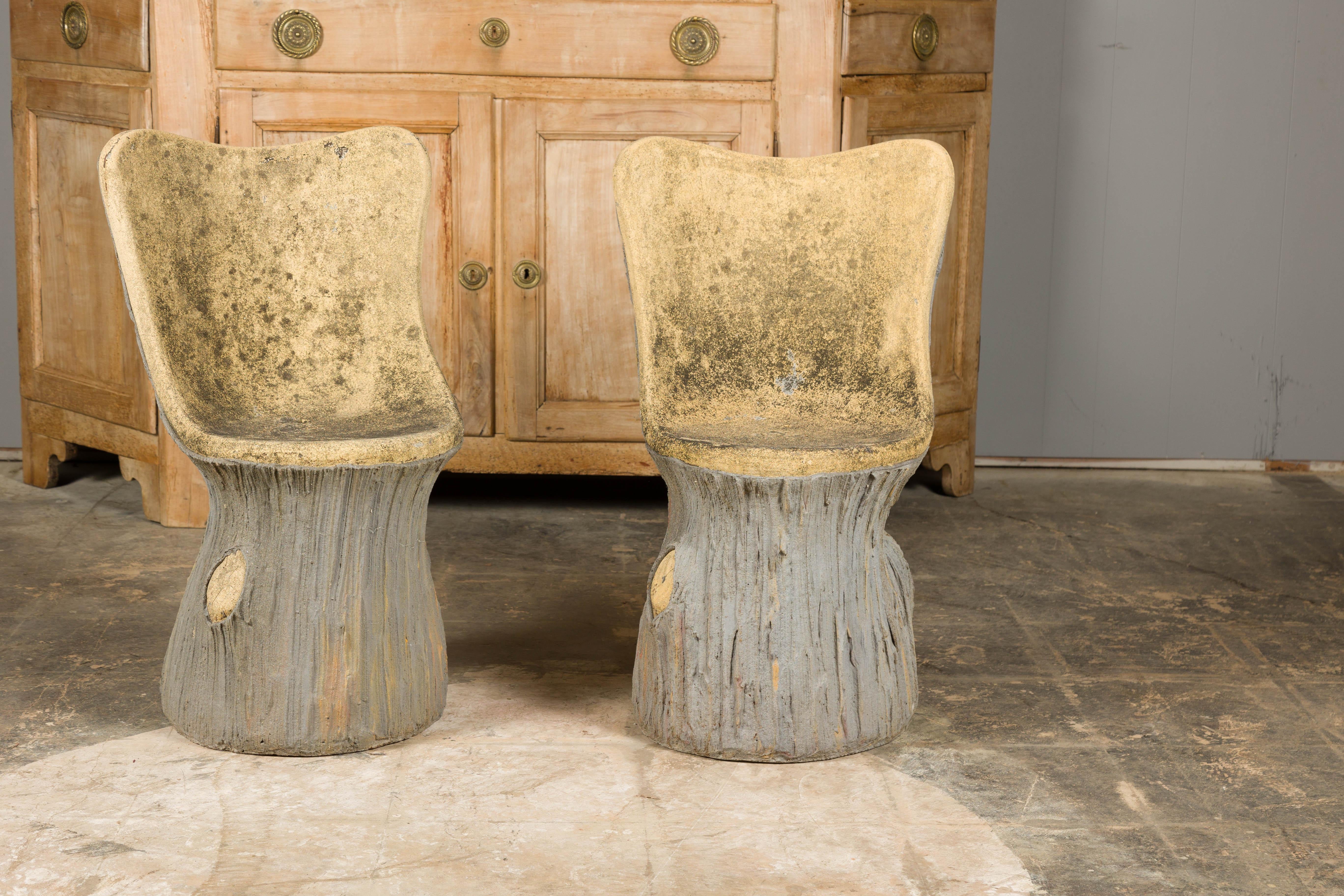 Conjunto de cuatro sillas de jardín francesas de imitación de bois de los años 30 con carácter rústico Rústico en venta