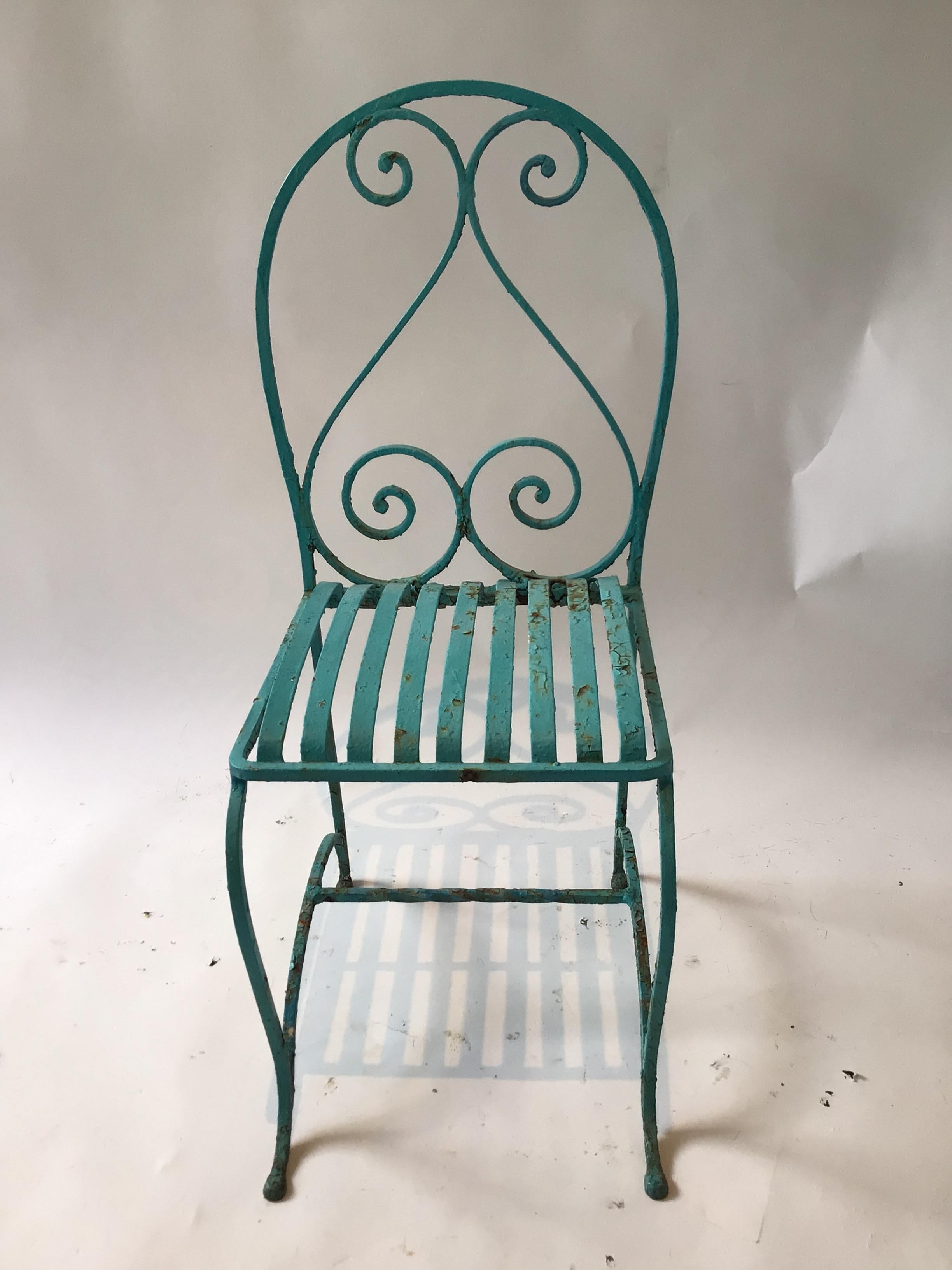 Set of Four French 1940s Iron Garden Chairs 2