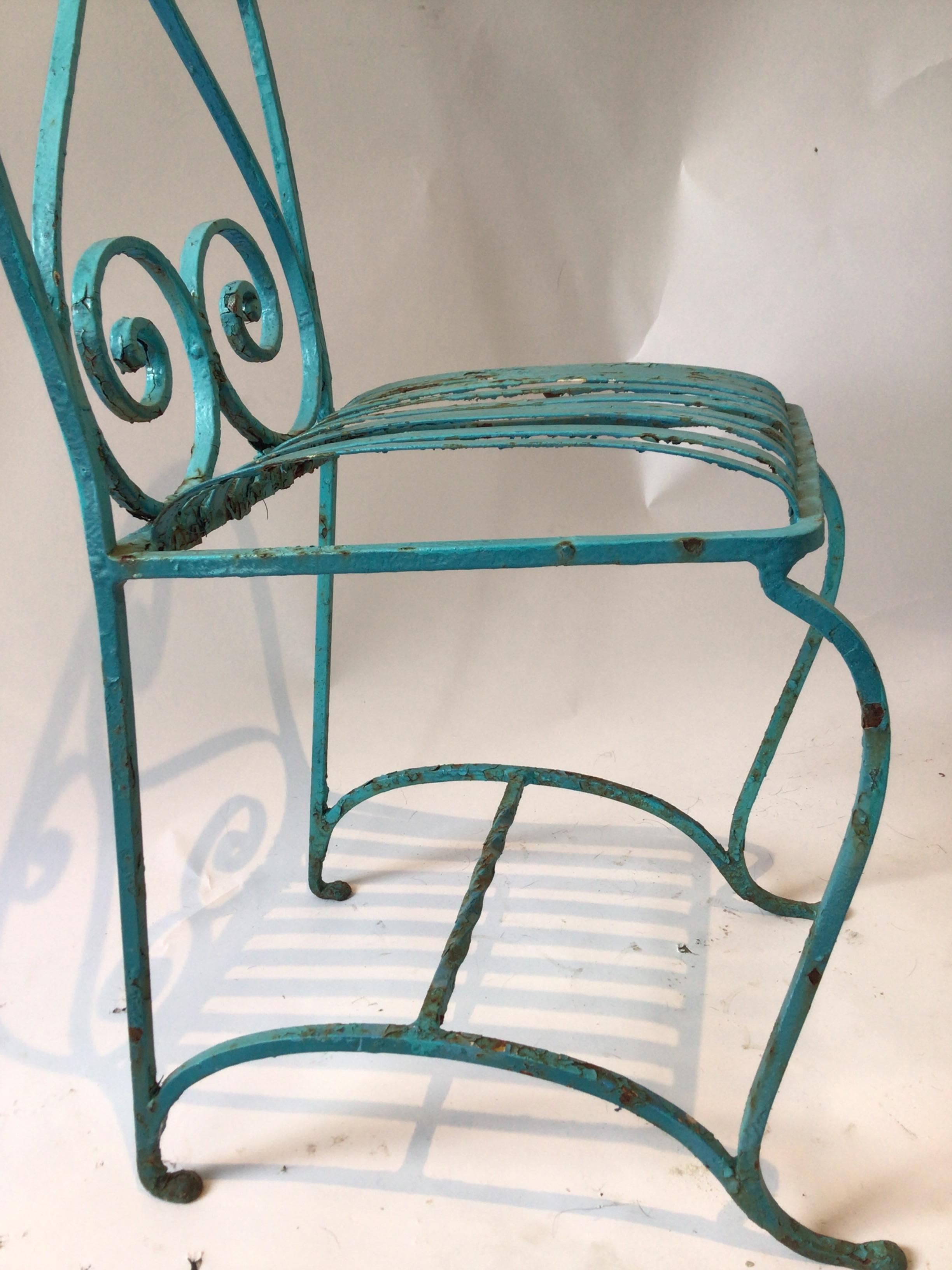 Set of Four French 1940s Iron Garden Chairs For Sale 5