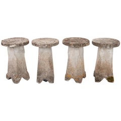 Set of Four French 19th Century Cast Stone Garden Stools
