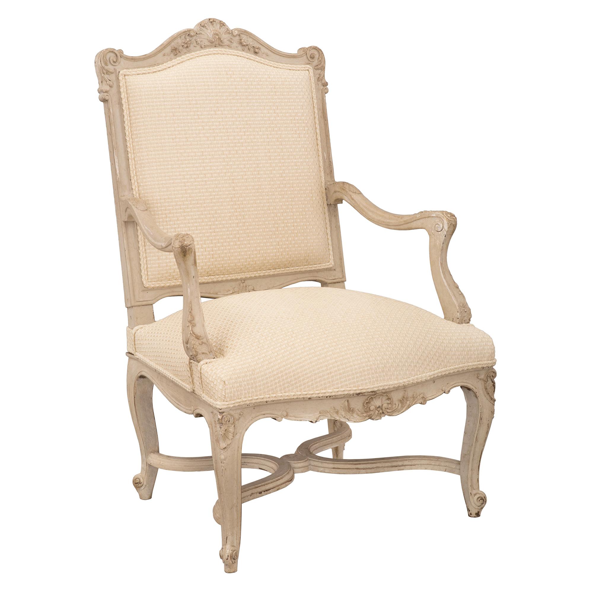 Set of Four French 19th Century Louis XV St. Patinated Armchairs In Good Condition For Sale In West Palm Beach, FL