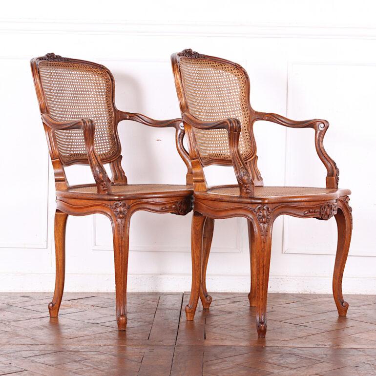 20th Century Set of Four French 19th Century Louis XV Style Armchairs Bergeres