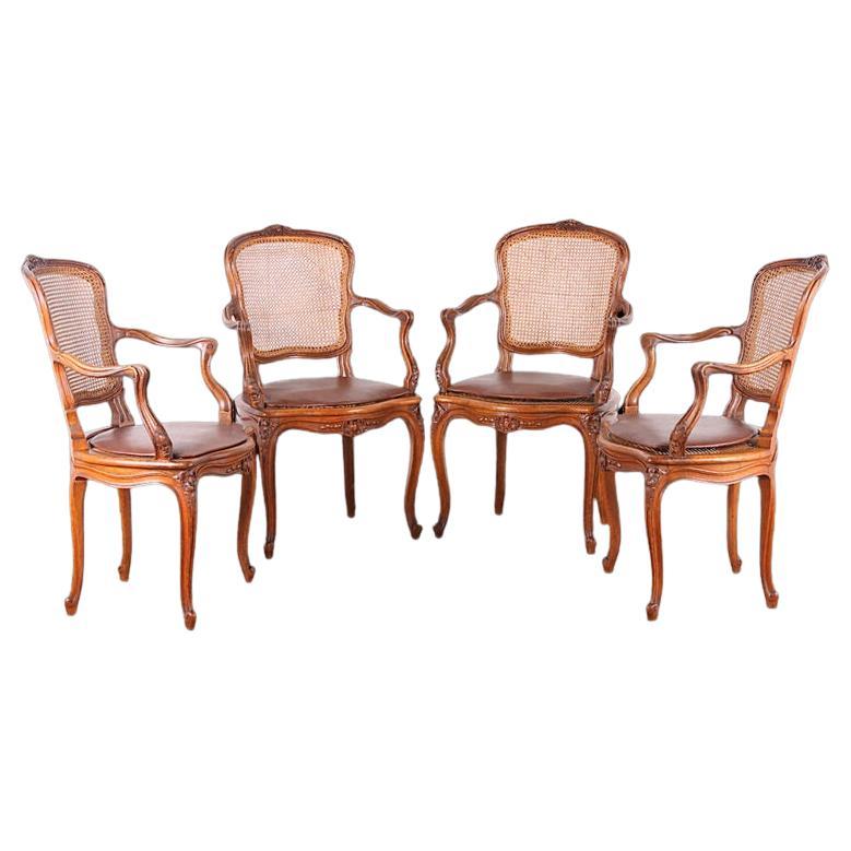 Set of Four French 19th Century Louis XV Style Armchairs Bergeres