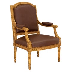 Set of Four French 19th Century Louis XVI St. Giltwood Armchairs
