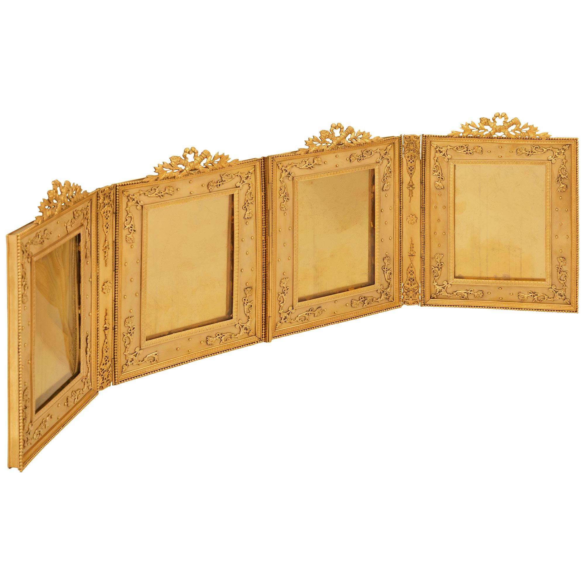 set of four French 19th century Louis XVI st. Ormolu picture frames In Good Condition For Sale In West Palm Beach, FL