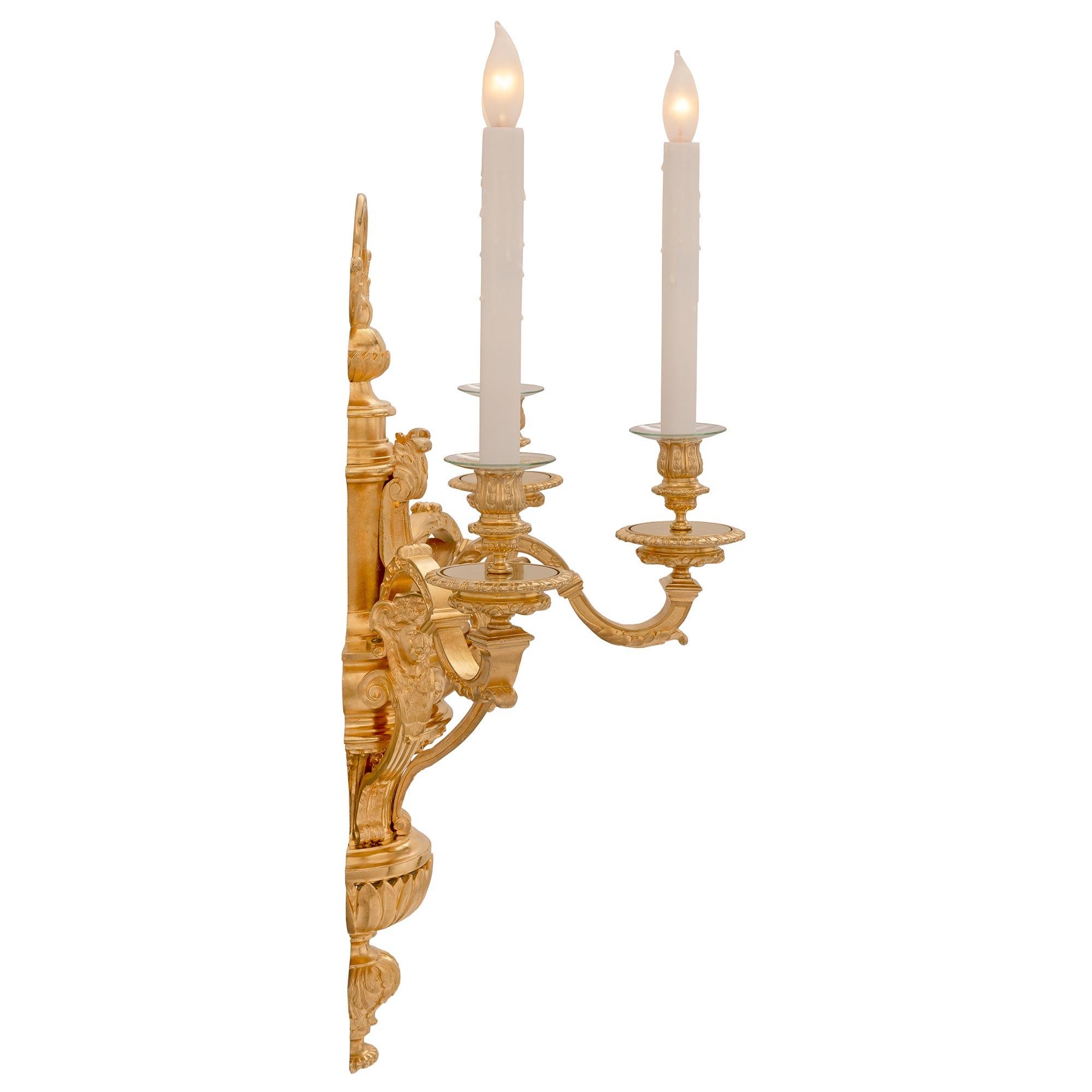 Set of Four French 19th Century Louis XVI St. Ormolu Sconces In Good Condition For Sale In West Palm Beach, FL