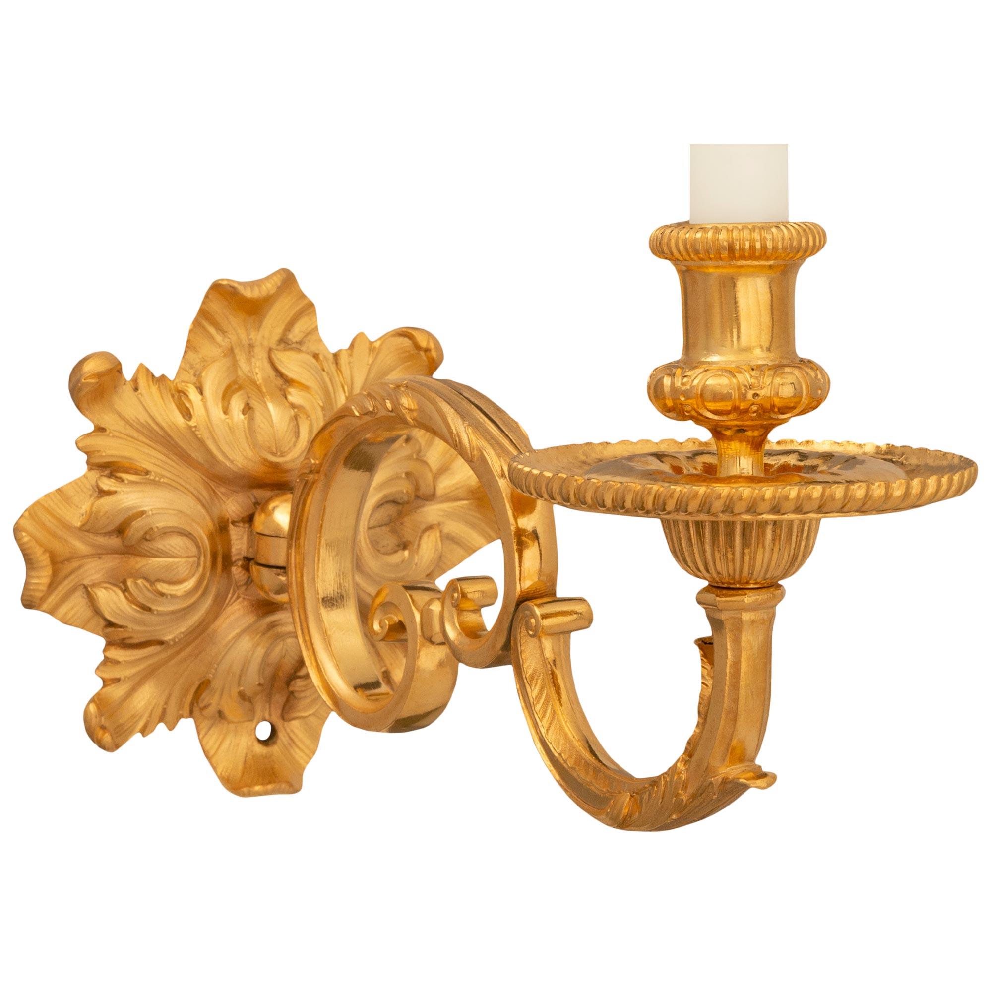 Set of Four French 19th Century Louis XVI St. Ormolu Sconces In Good Condition In West Palm Beach, FL