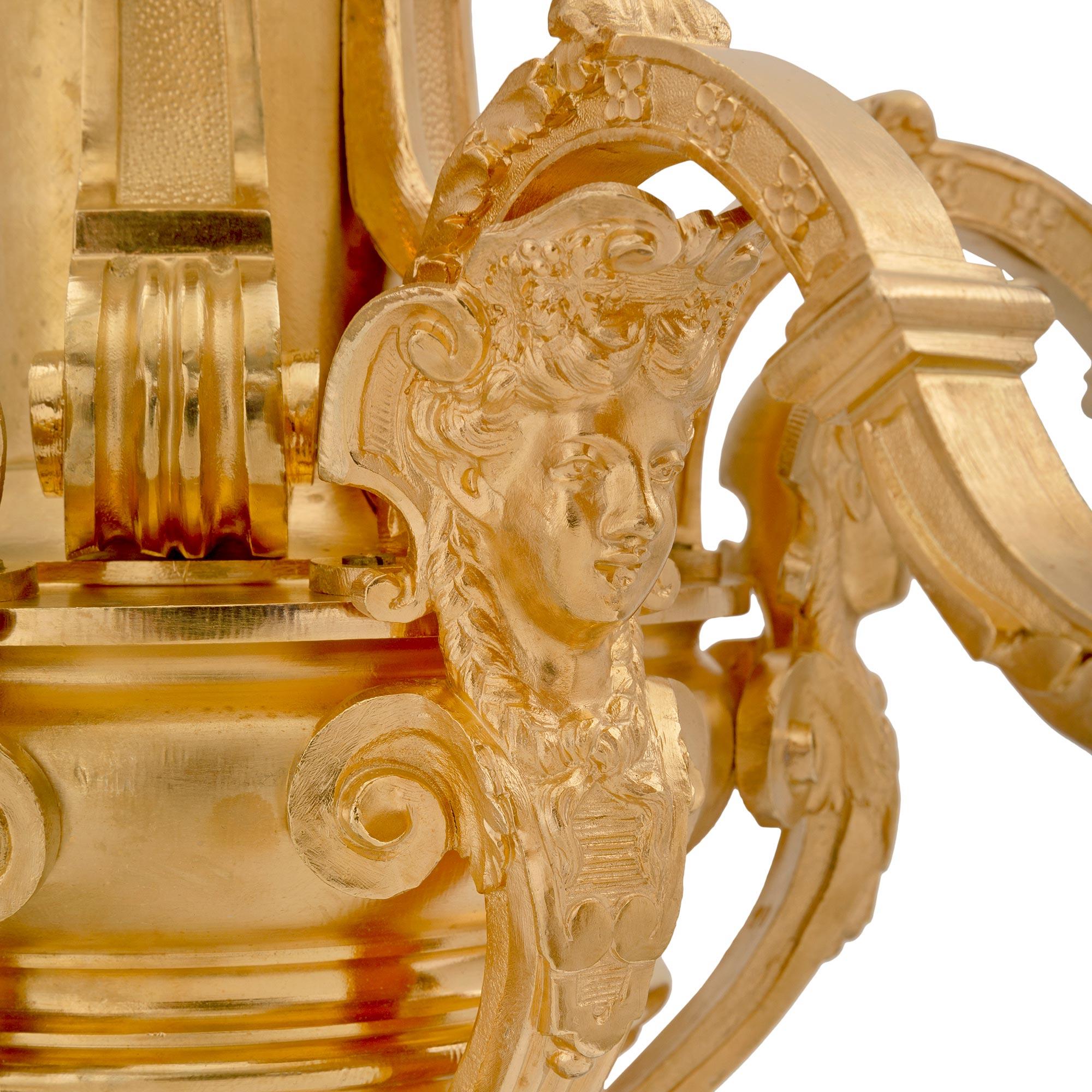 Set of Four French 19th Century Louis XVI St. Ormolu Sconces For Sale 2