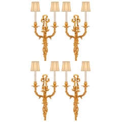 Set Of Four French 19th Century Louis XVI St. Ormolu Sconces