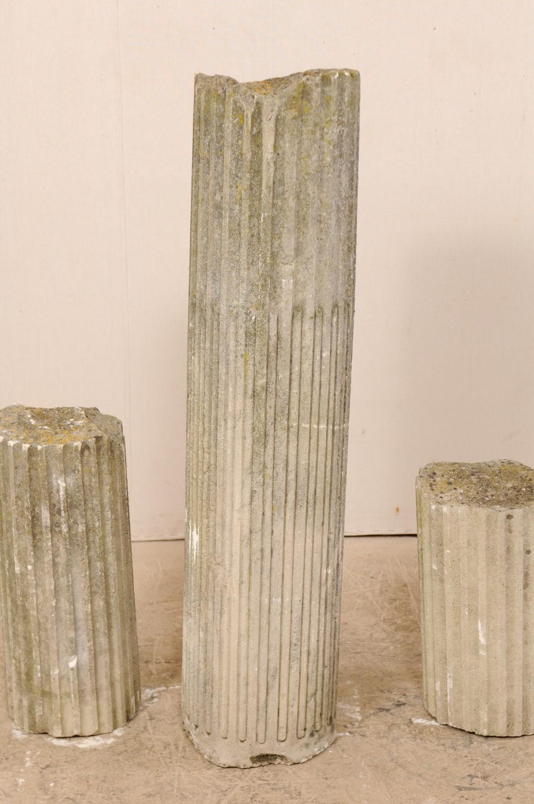 Cast Stone Set of French 19th C. Fluted Column 
