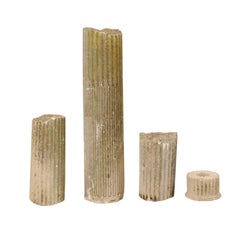 Set of French 19th C. Fluted Column "Ruins", Tallest is 4+ Ft.