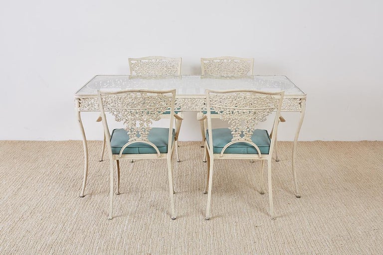 Set of Four French Aluminum Floral Garden Patio Chairs For Sale at 1stDibs