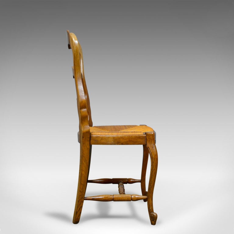 Set of Four French Antique Dining Chairs, Country, Kitchen, Oak, Rush ...