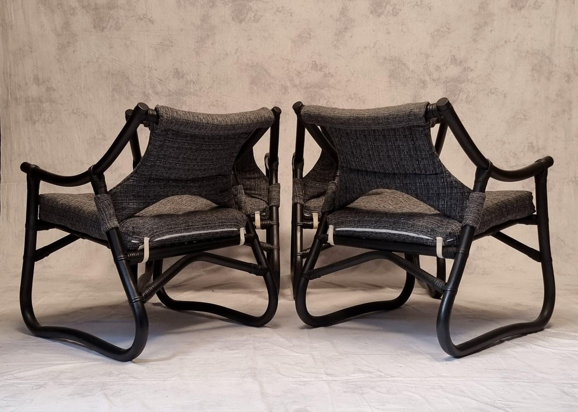 Set Of Four French Armchairs - Lacquered Bamboo, Ca 1980 For Sale 3