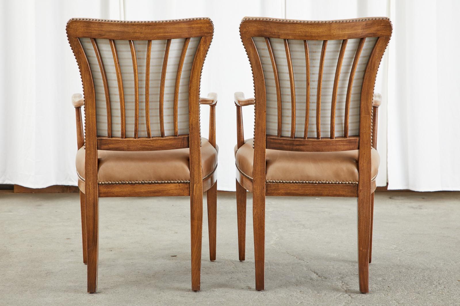 Set of Four French Art Deco Armchairs after Jules Leleu For Sale 14