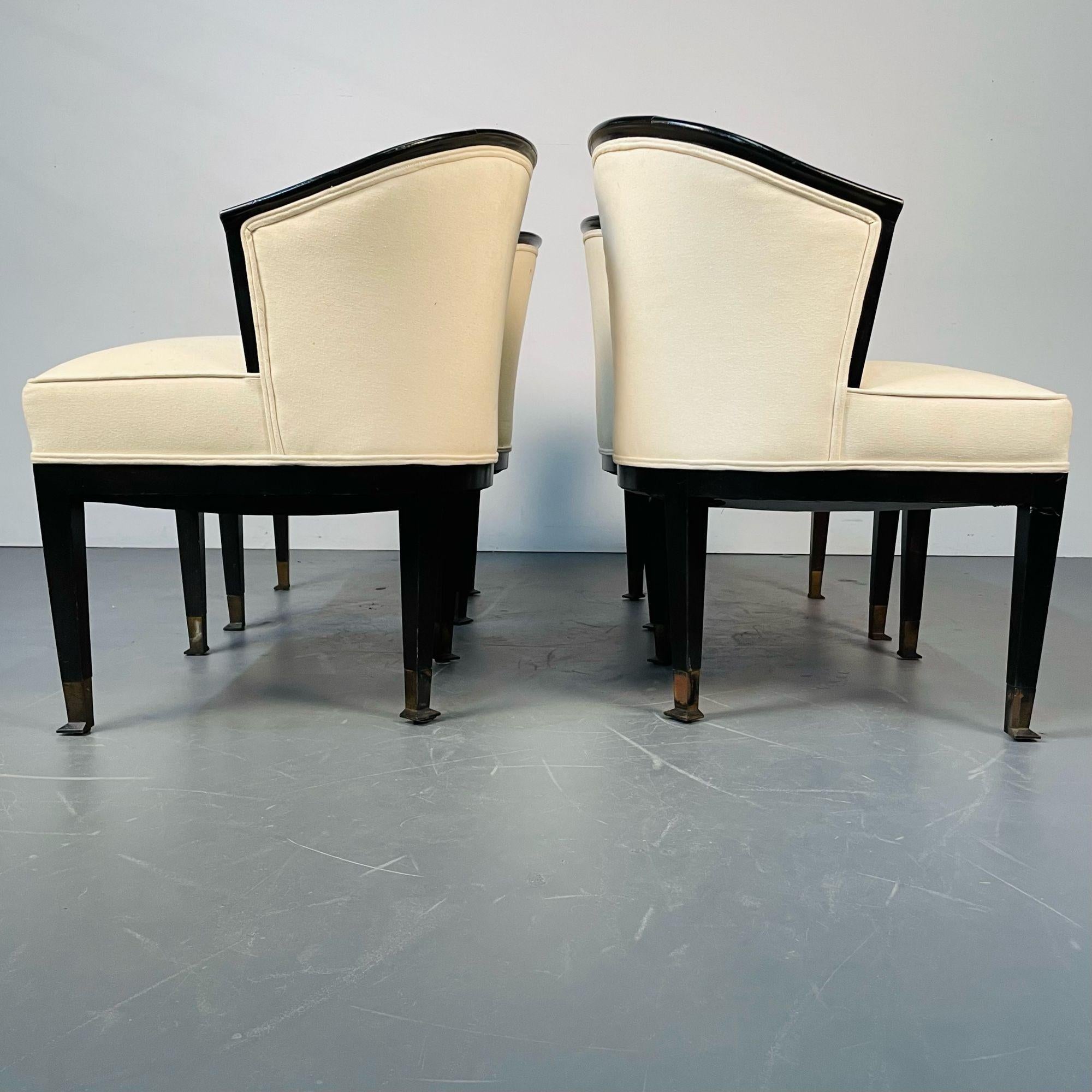 Set of Four French Art Deco Barrel Back Club Chairs / Bergeres, Ruhlman Style 4