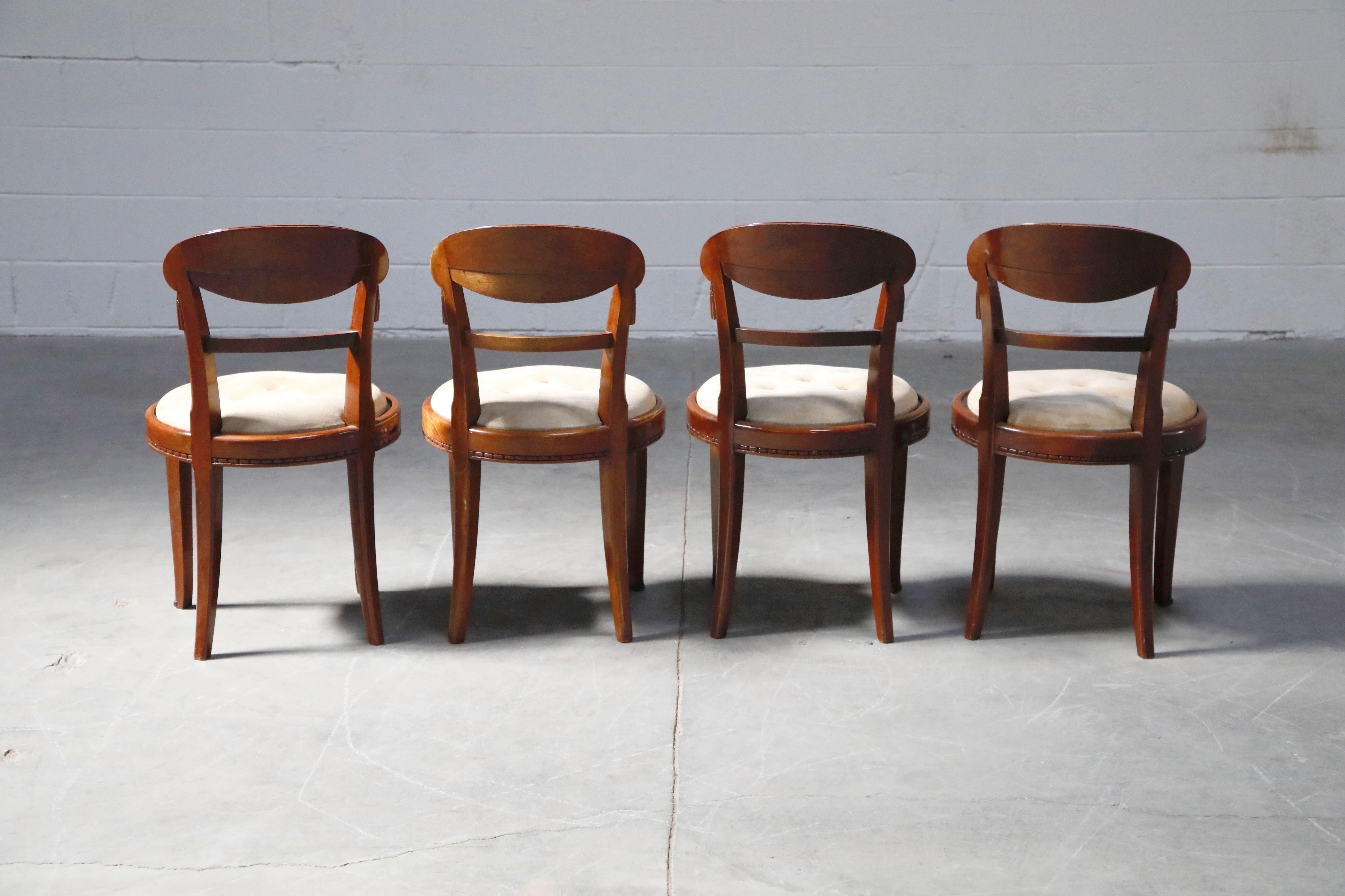Set of Four French Art Deco Dining Chairs Attributed to Sue et Mare, circa 1920s 1