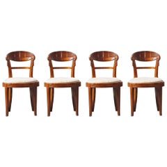 Set of Four French Art Deco Dining Chairs Attributed to Sue et Mare, circa 1920s