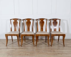 Set of Four French Art Deco Dining Chairs in Walnut and Bois de Rose, circa 1920