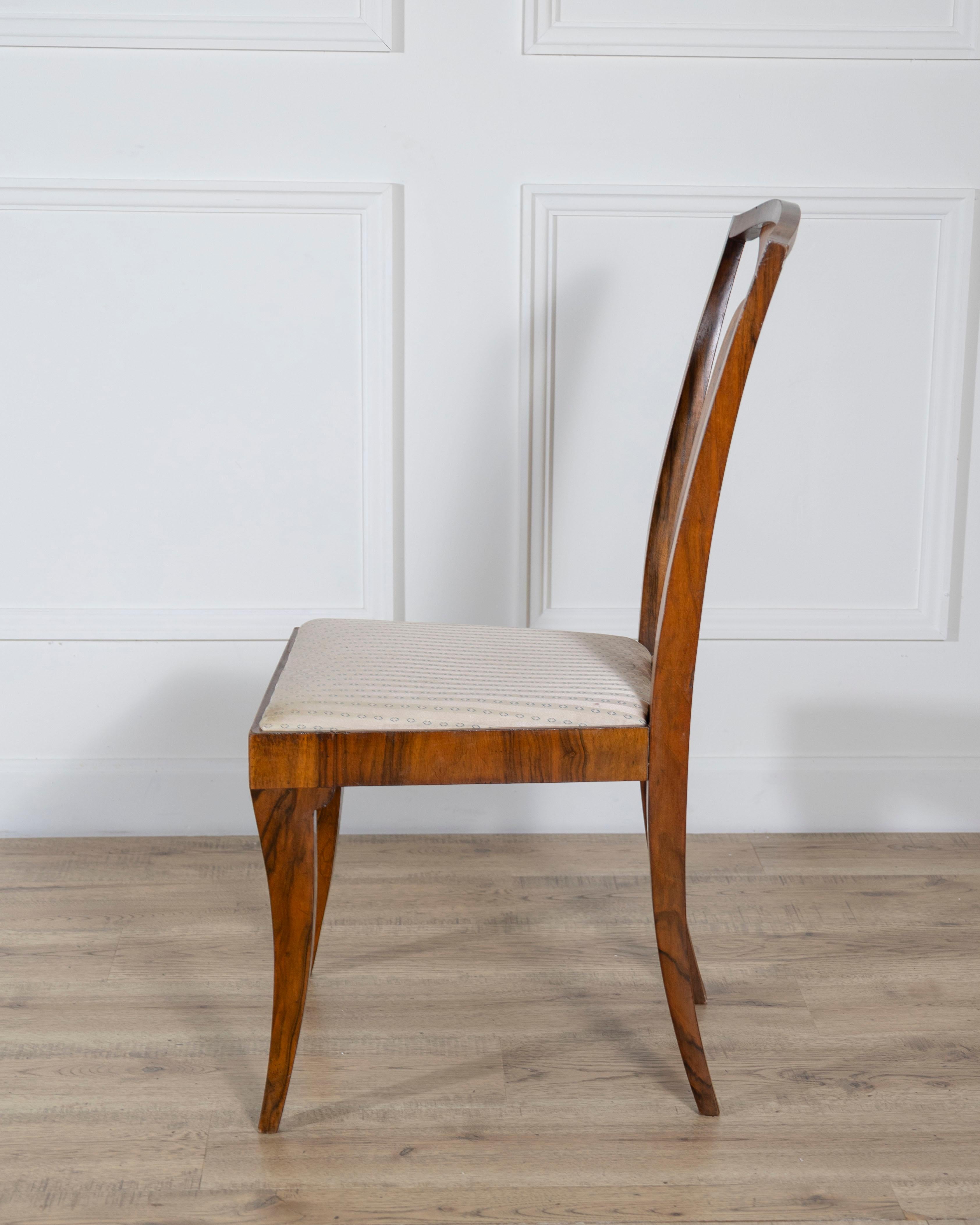 Set of Four French Art Deco Dining Chairs in Walnut and Bois de Rose, circa 1920 in vendita 2