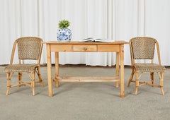 Set of Four French Art Deco Rattan Wicker Bistro Chairs