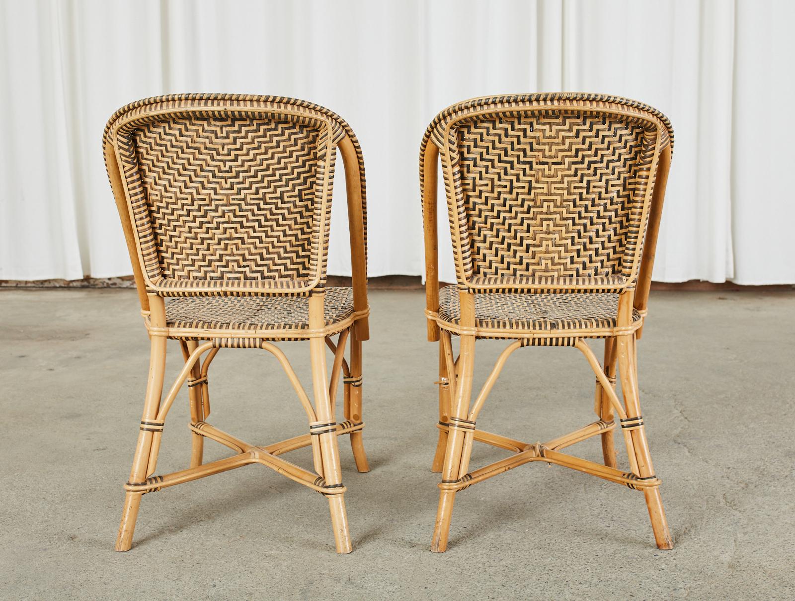 Set of Four French Art Deco Rattan Wicker Bistro Chairs 14