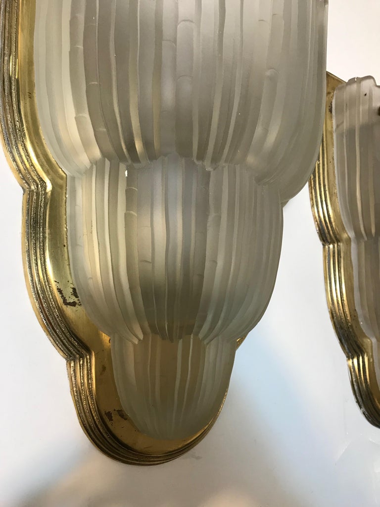 Set of Four French Art Deco Sconces Signed by Sabino 1