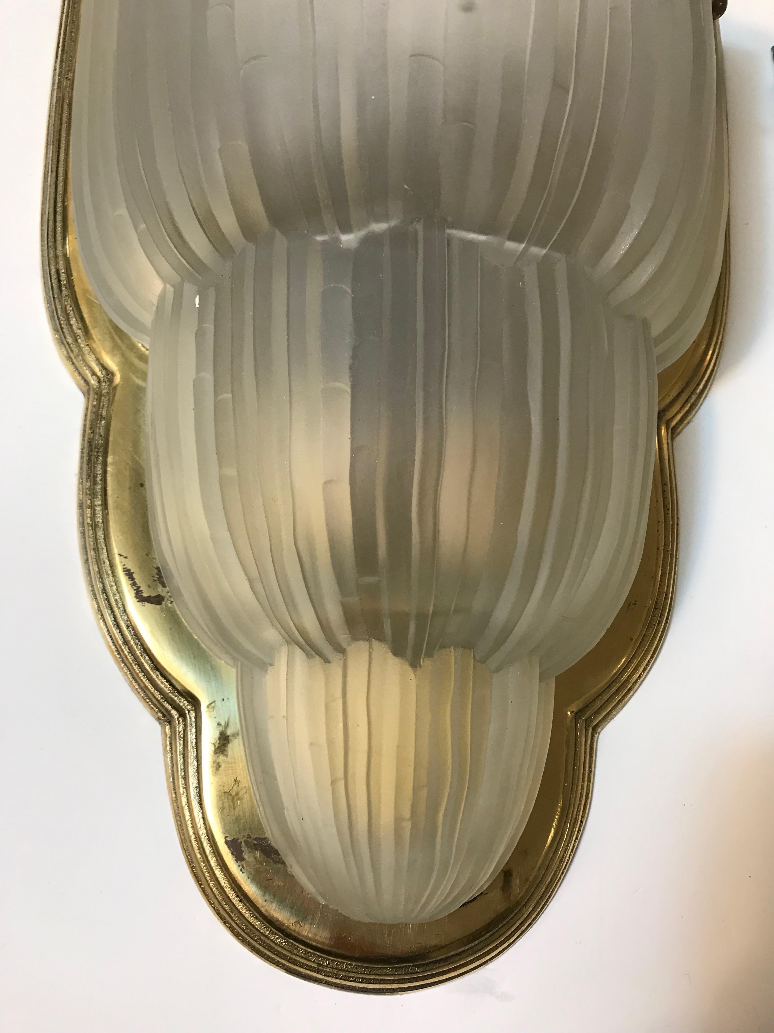 Set of Four French Art Deco Sconces Signed by Sabino 2