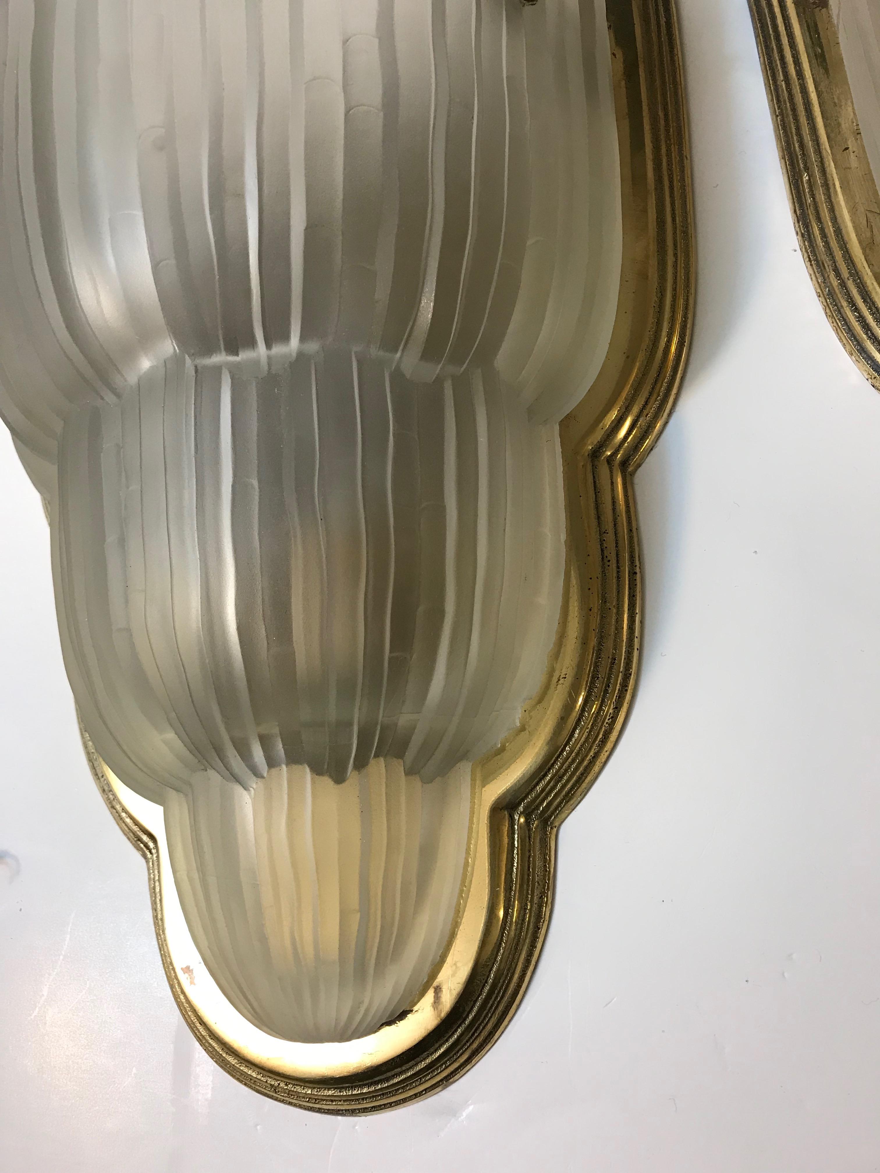 Set of Four French Art Deco Sconces Signed by Sabino 3