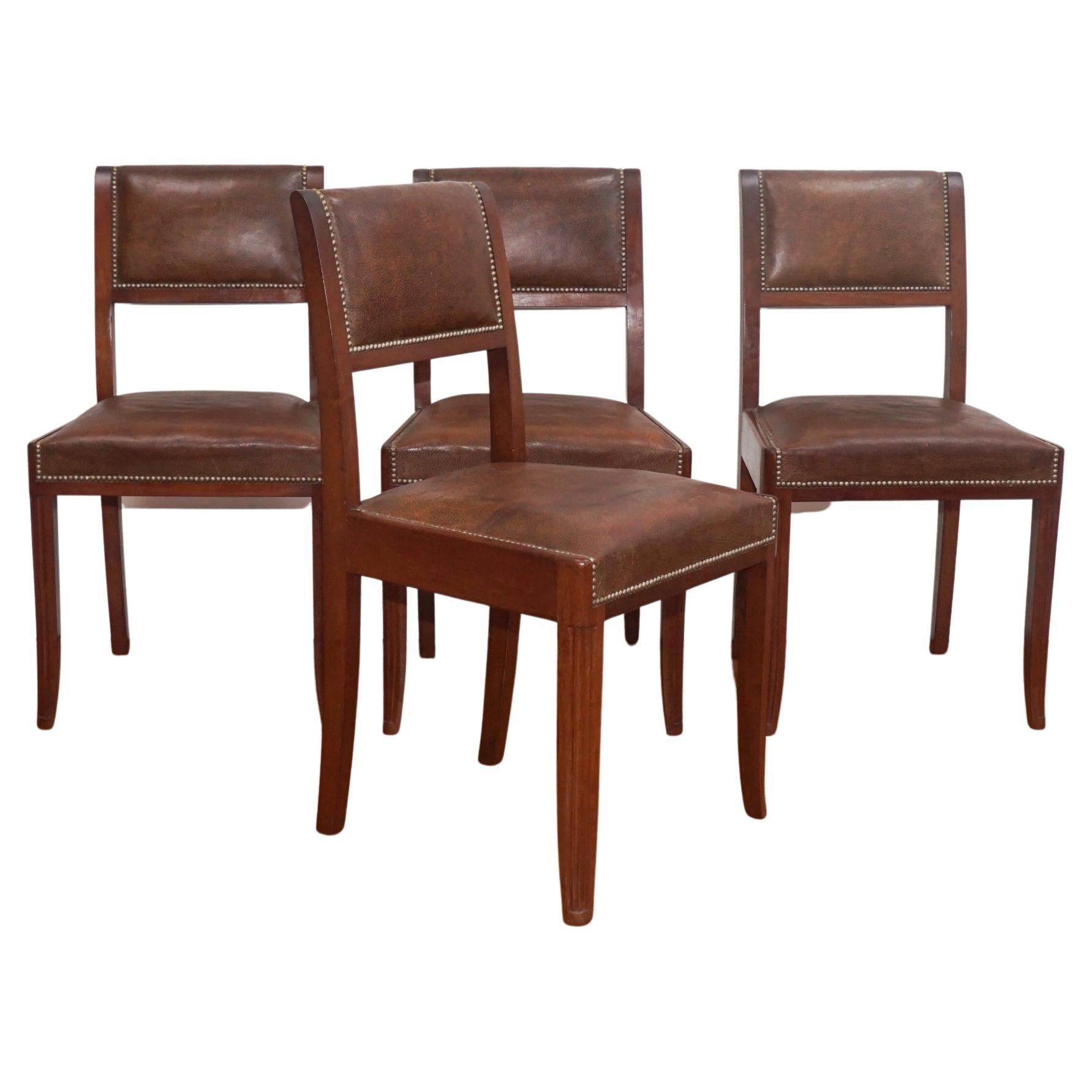Set of Four French Art Deco Side Chairs