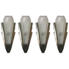 Set of Four French Art Deco Wall Sconces Signed by P. Maynadier