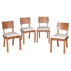 Set of Four French Art Deco Wood Chairs