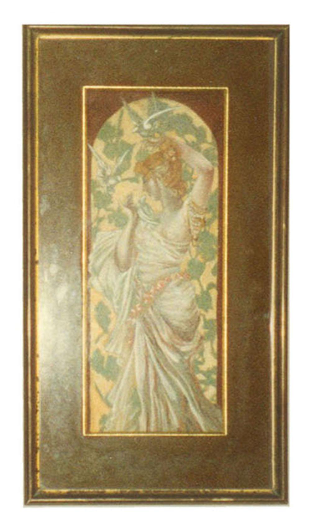 Set of Four French Art Nouveau Pastels, Attributed to Alphonse Mucha 1