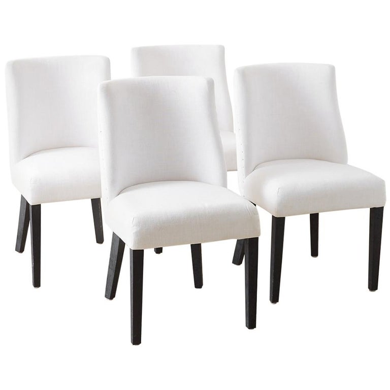 Set of Four French Barrel Back Style Dining Chairs at 1stDibs