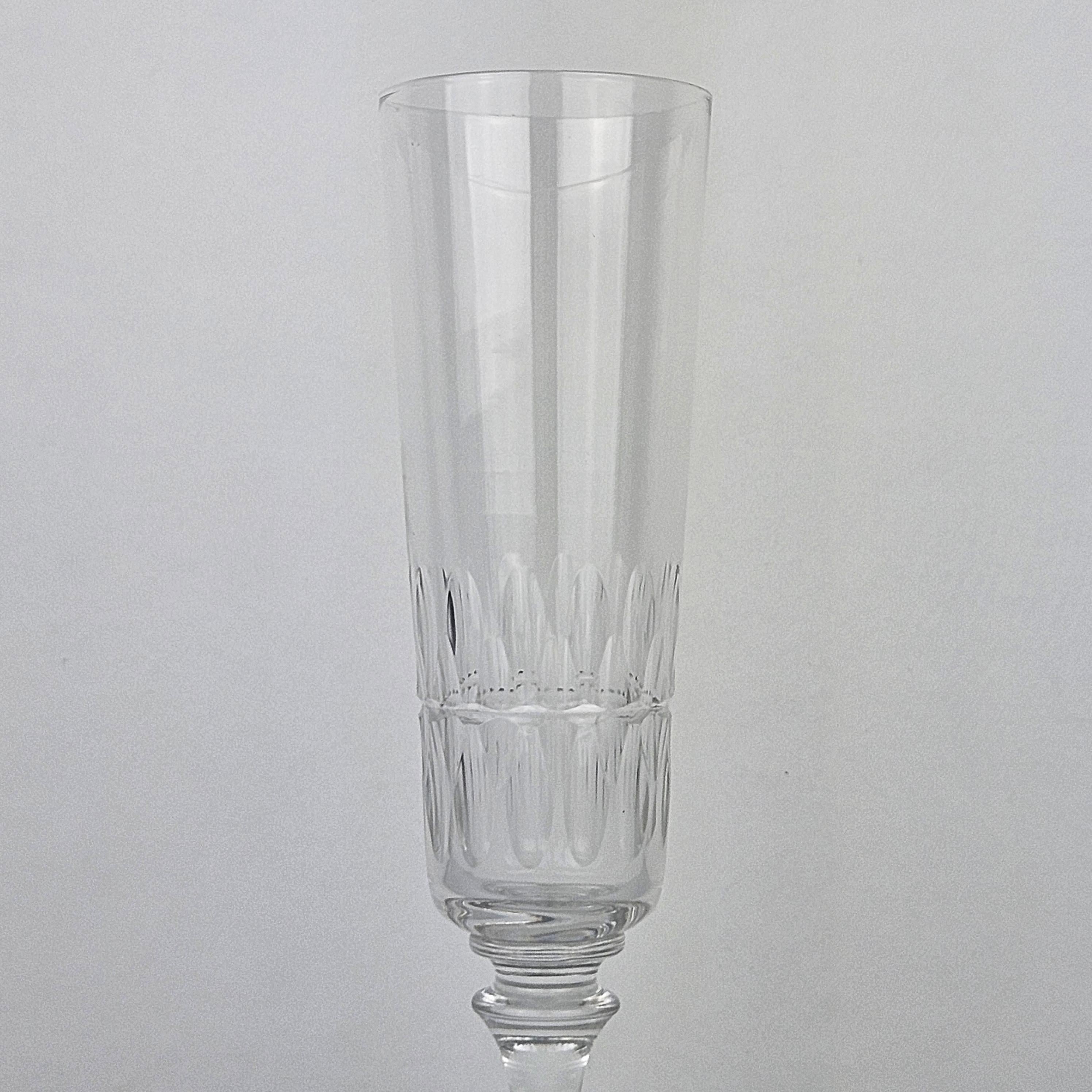 Hand-Crafted Set of Four French Champagne Flutes in Crystal Glass, Ca. 1890 For Sale