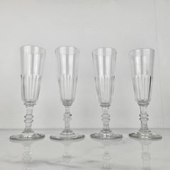 Set of Four French Champagne Flutes in Glass, Ca. 1870