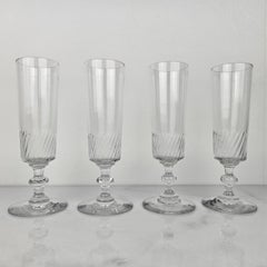 Set of Four French Champagne Flutes in Glass, Ca. 1890
