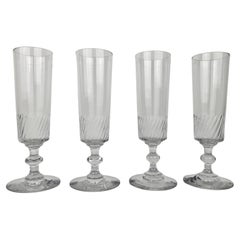 Set of Four French Champagne Flutes in Glass, Ca. 1890
