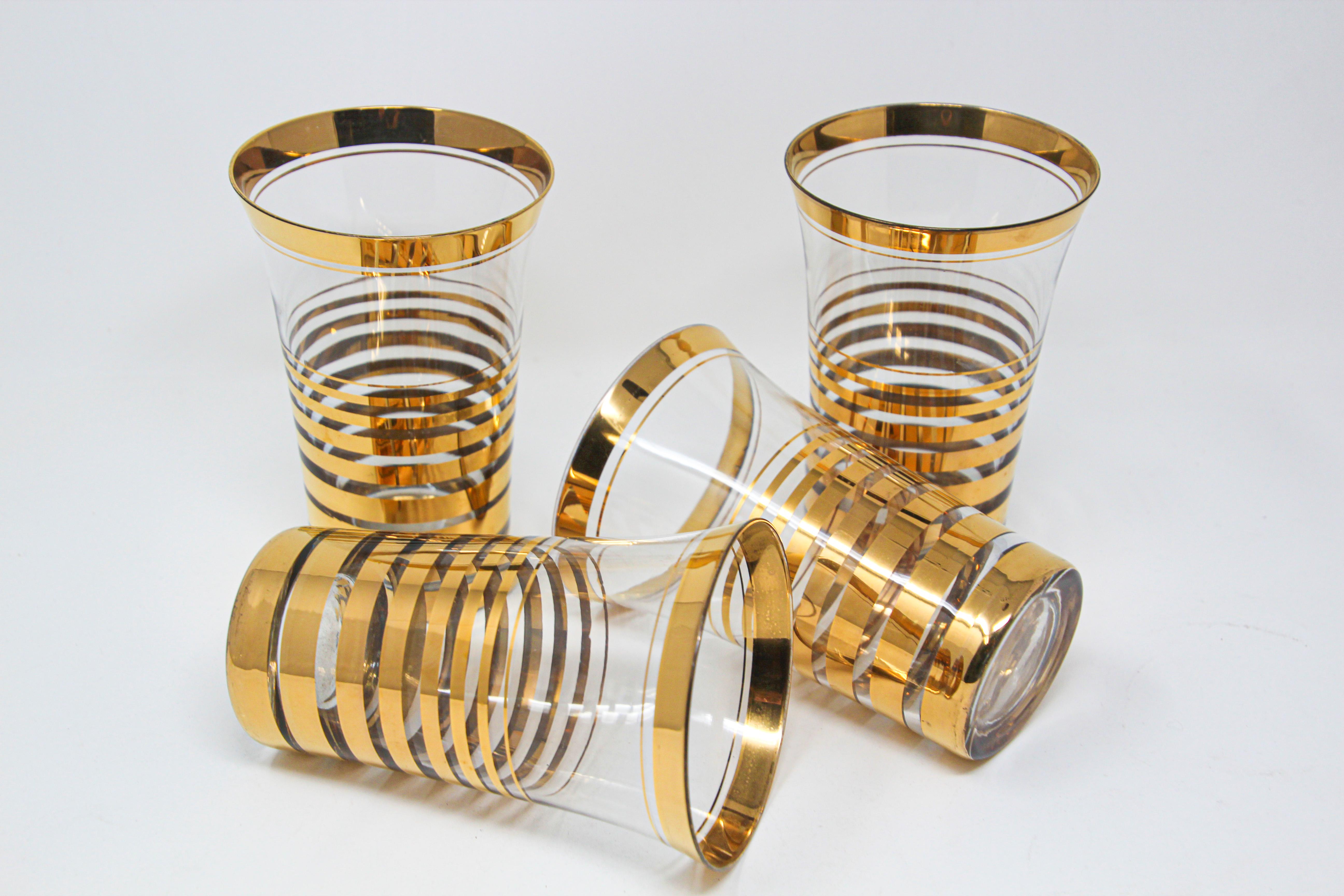Juego de cuatro copas de cóctel francesas con diseño de oro de 22 quilates en venta 2