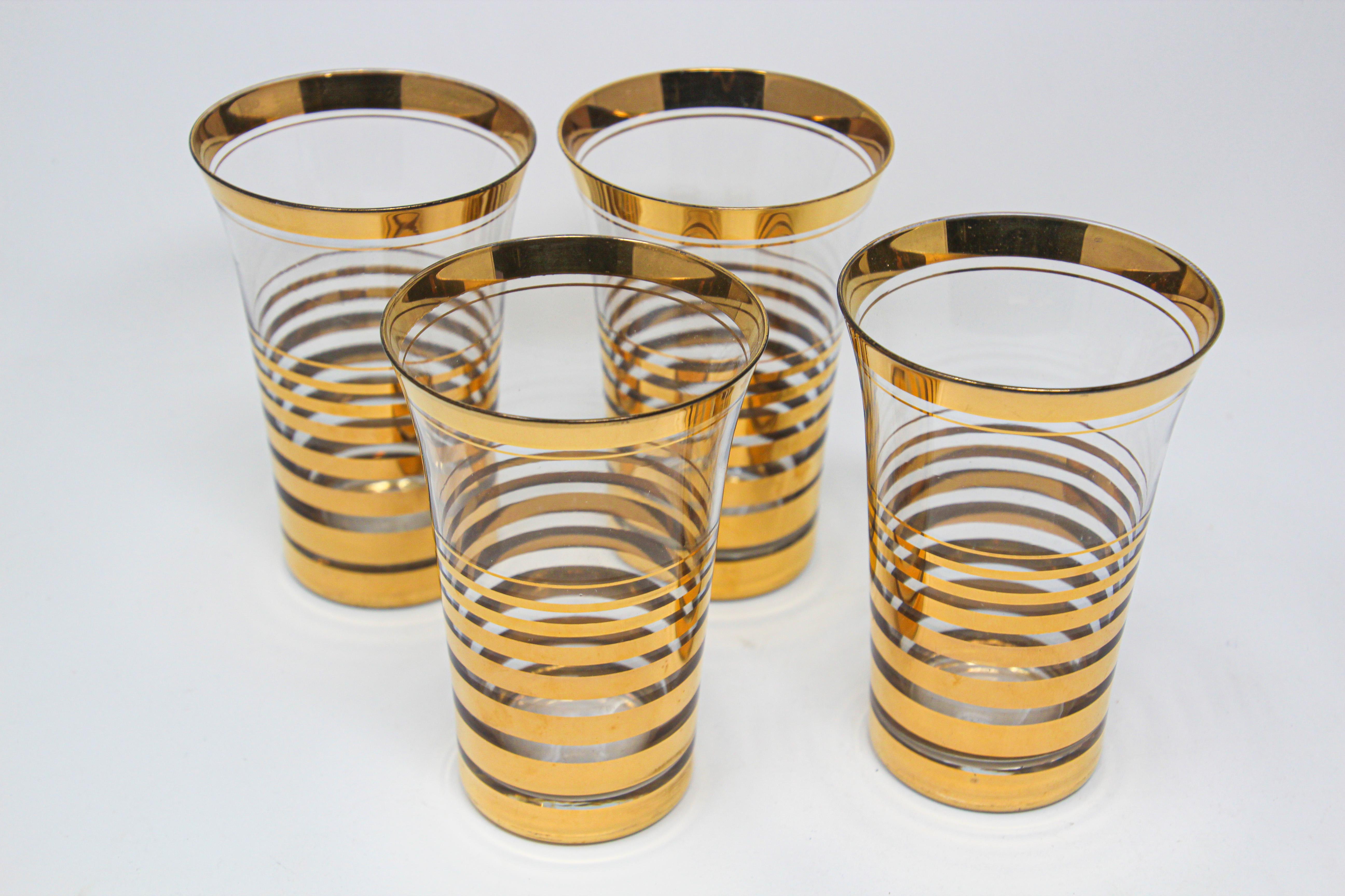Juego de cuatro copas de cóctel francesas con diseño de oro de 22 quilates en venta 4