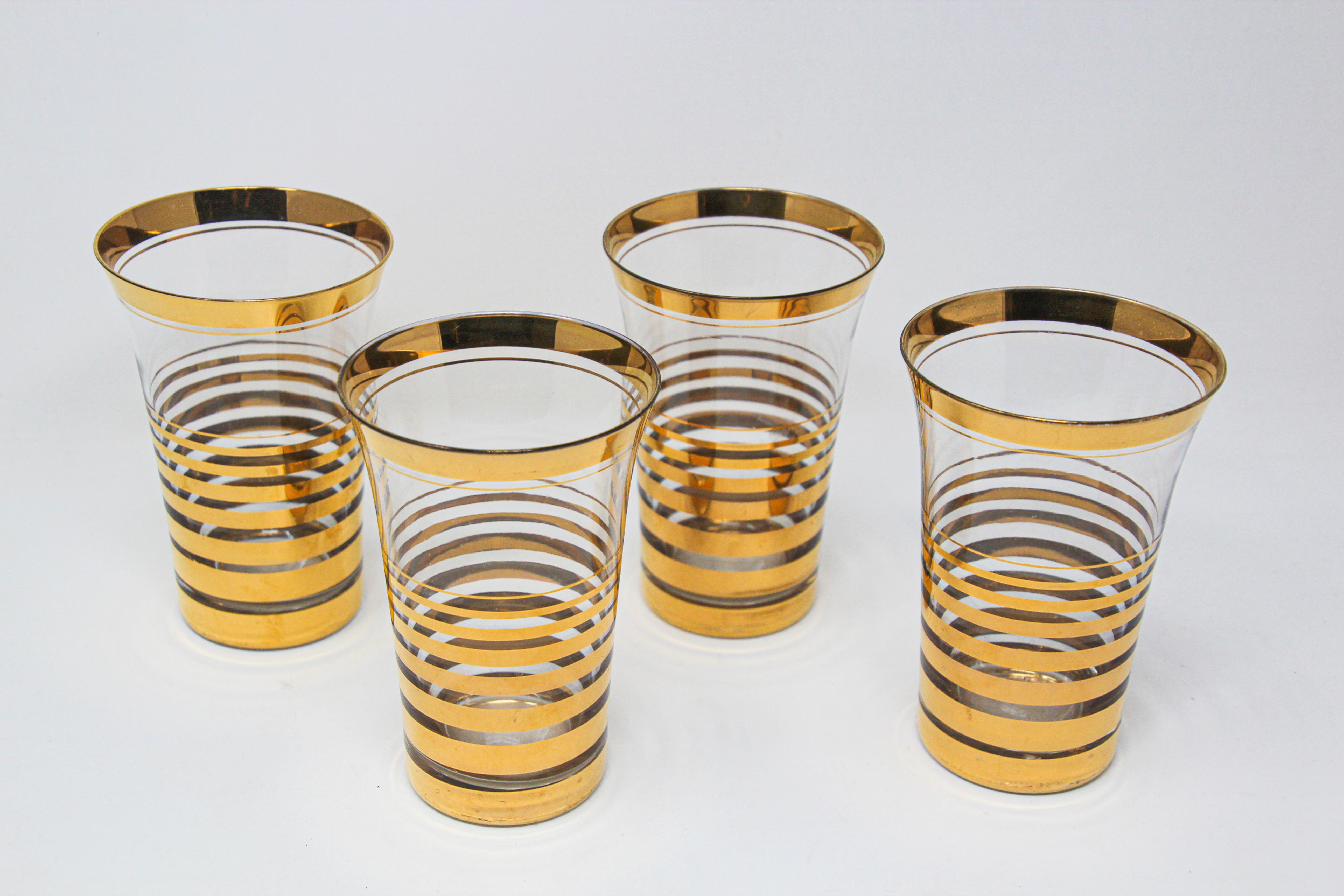 Set von vier französischen Cocktailgläsern mit 22-karätigem Golddesign im Angebot 1