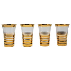 Vintage Set of Four French Cocktail Glasses with 22-Karat Gold Design