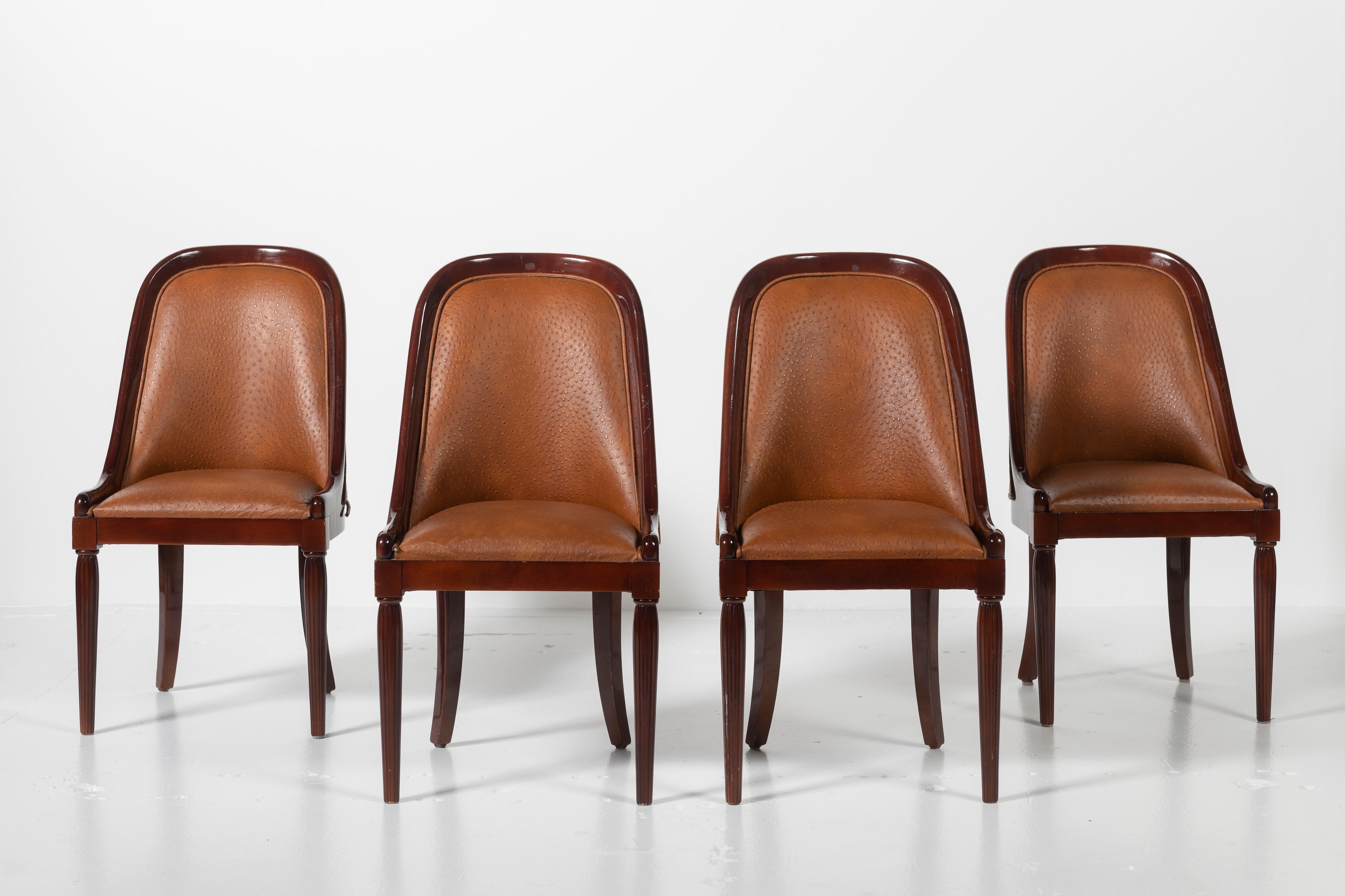 ostrich leather dining chairs