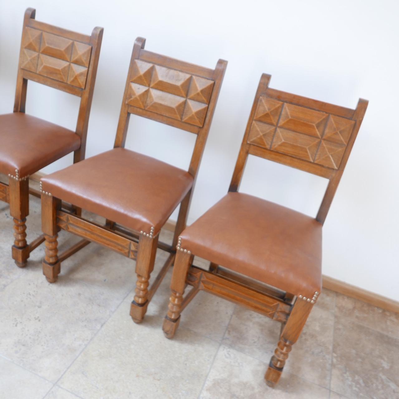 Set of Four French Deco Dining Chairs in Manner of Charles Dudouyt In Good Condition For Sale In London, GB