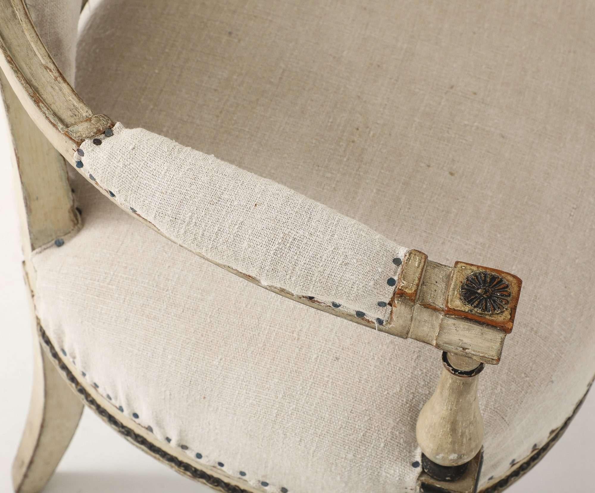 19th Century Set of Four French Directoire Painted Fauteuils For Sale