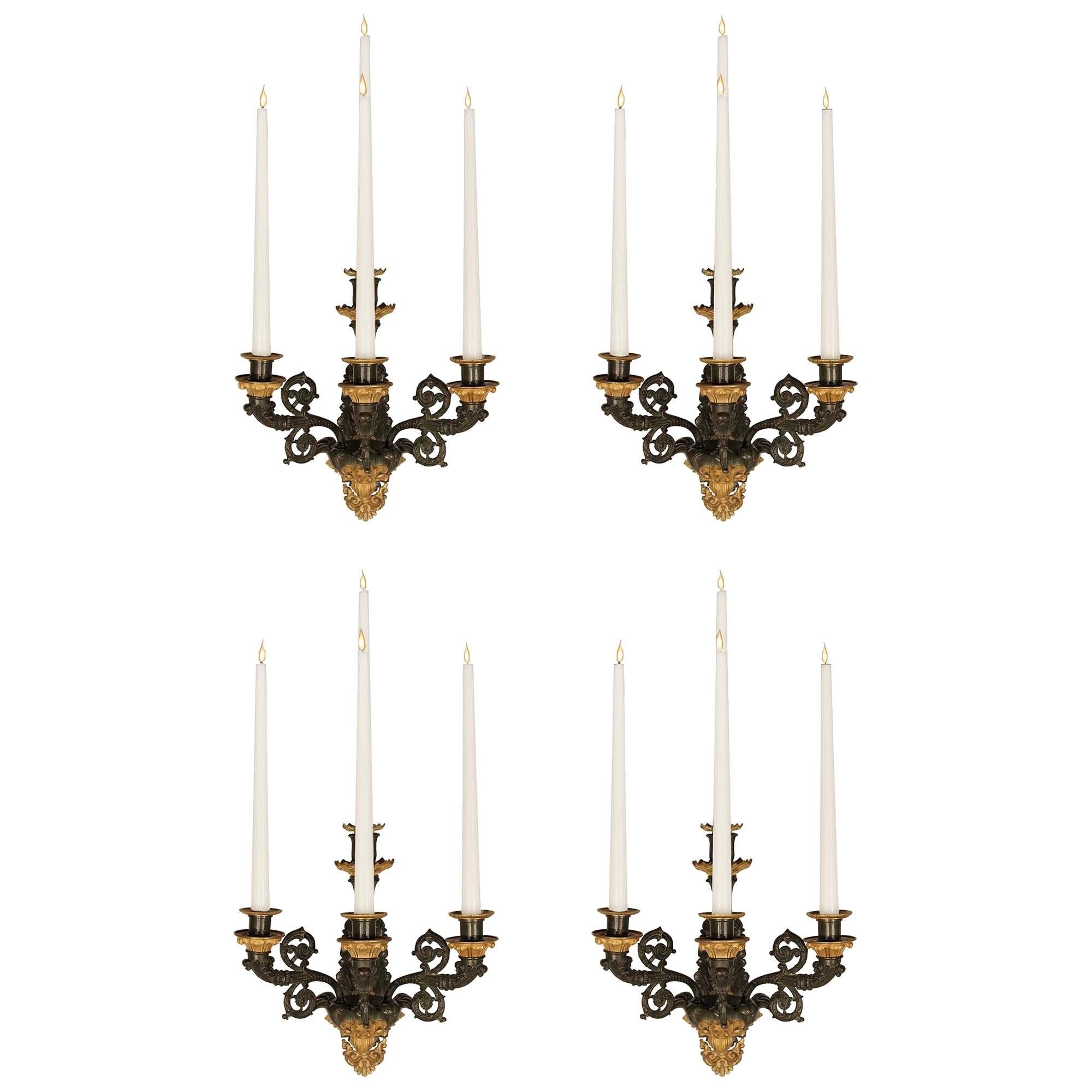 Set of Four French Early 19th Century Charles X Period Sconces For Sale