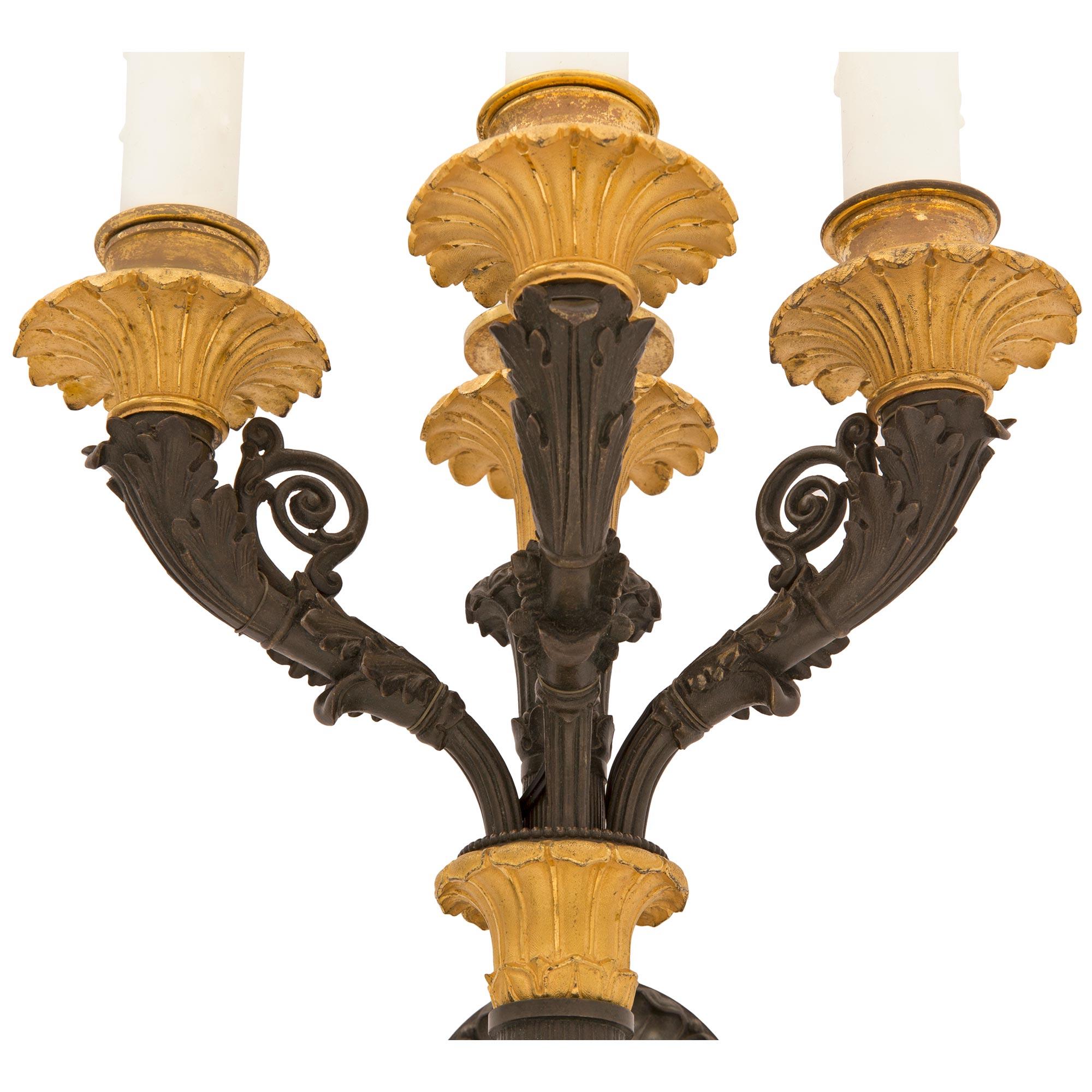 Set of Four French Early 19th Century First Empire Period Four-Arm Sconces In Good Condition For Sale In West Palm Beach, FL